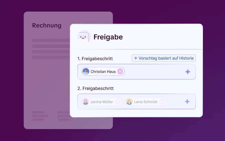 Candis-Freigabeprozess mit zwei Schritten, Christian Haus sowie weiteren Prüferinnen und einem historischen Vorschlag.
