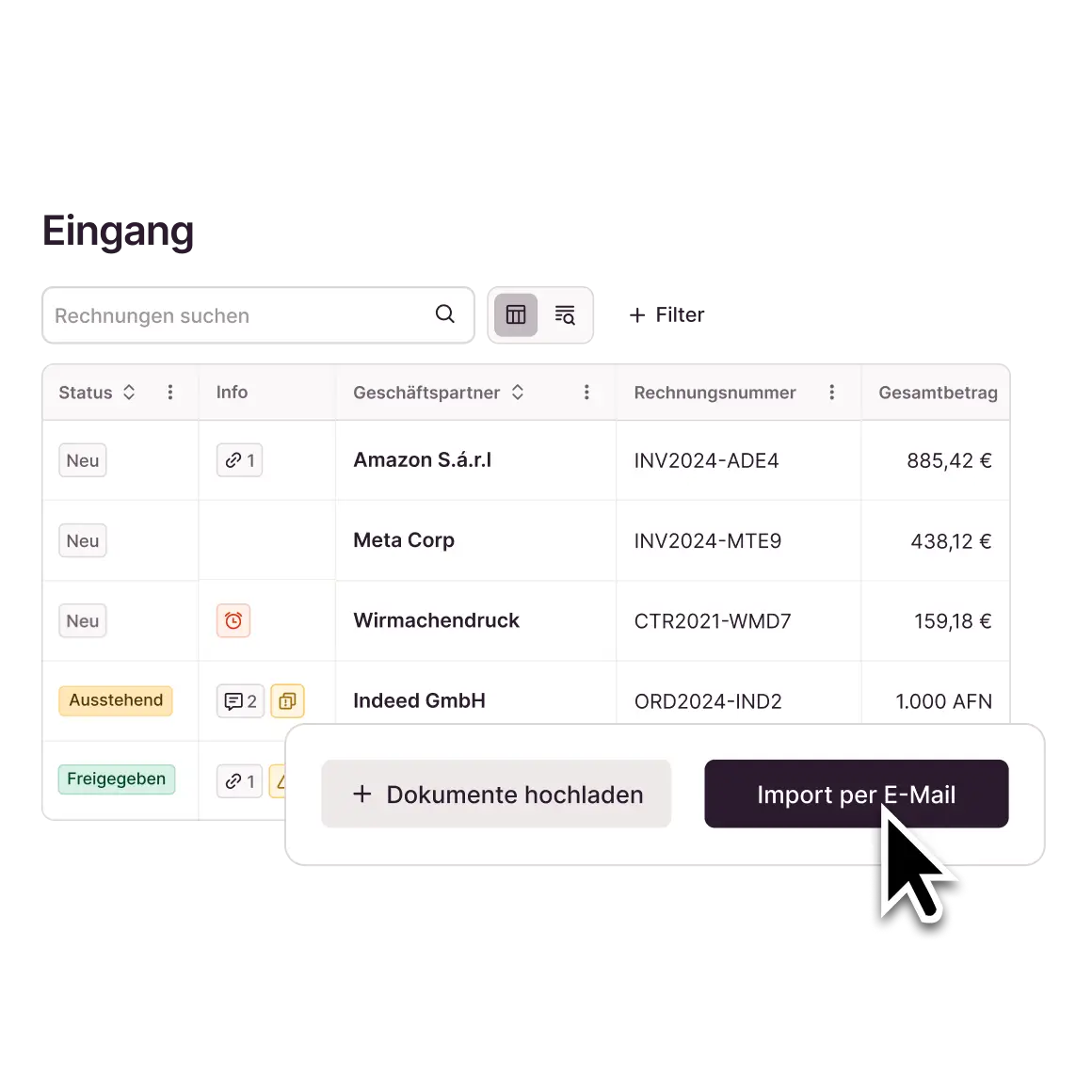 Rechnungen automatisch importieren